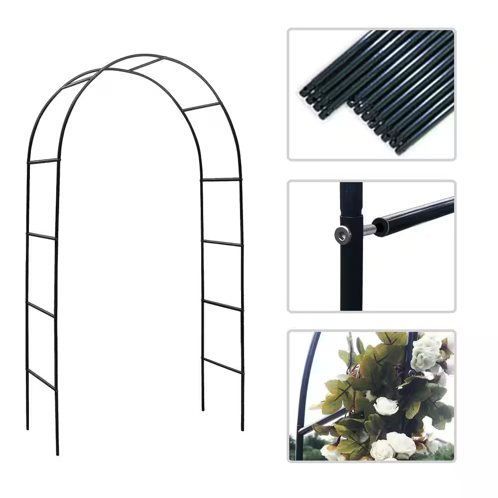 92 In. H Metal Garden Arch Trellis, Adjustable Arbor Trellis for Garden Climbing