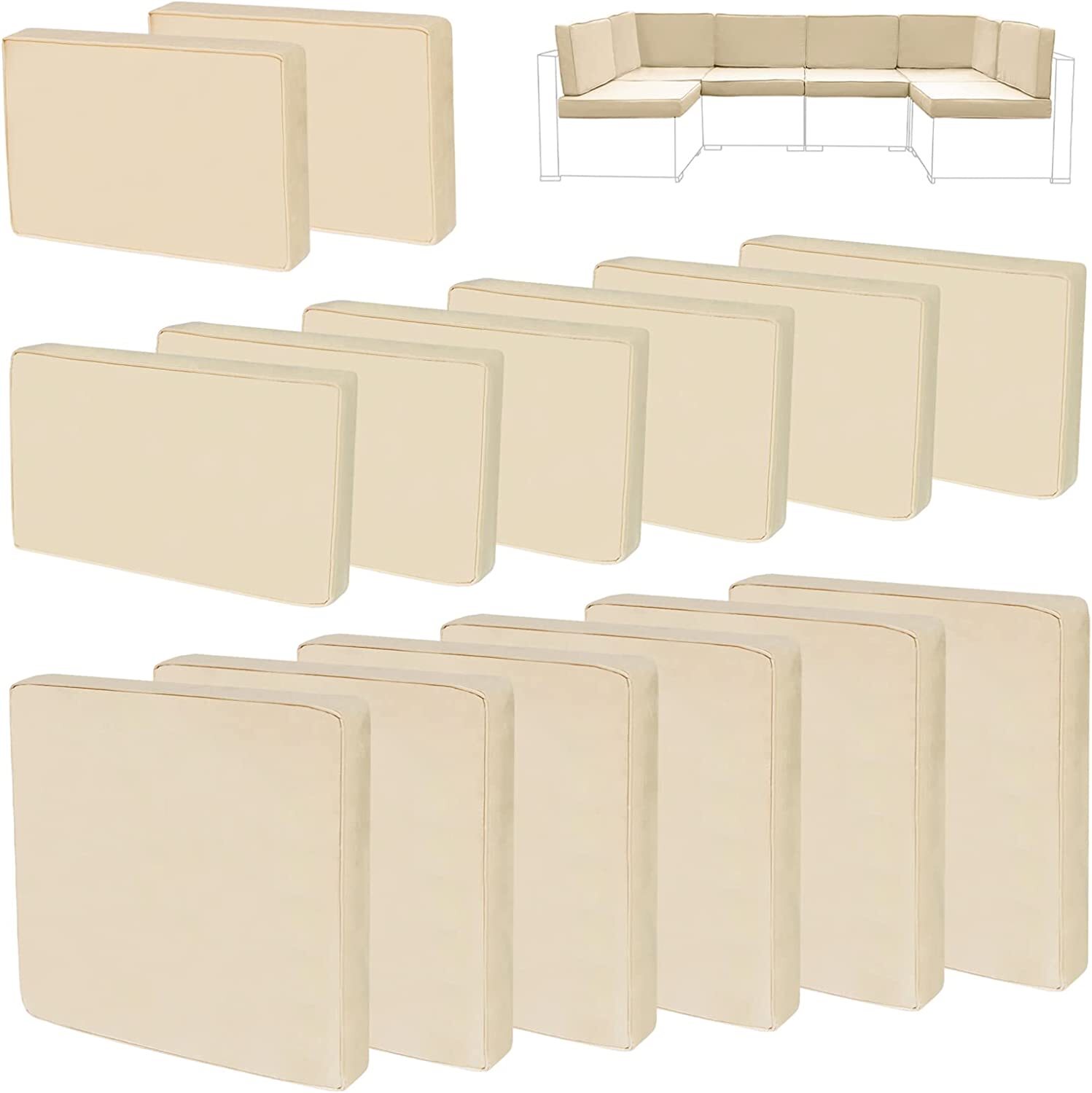 14 Pack Outdoor Patio Furniture Chair Cushion Covers Set Replacement Sofa Covers