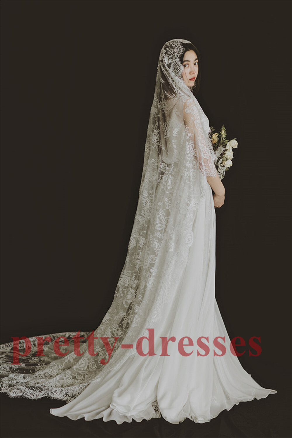 New Cathedral Long Ivory Lace Juliet Cap Vintage Bridal Wedding Veils for Brides