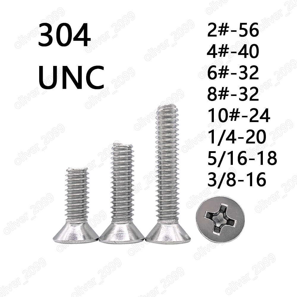 304 Stainless Steel Phillips Countersunk Flat Head Screws 2# 4# 6# 8# 10# 1/4