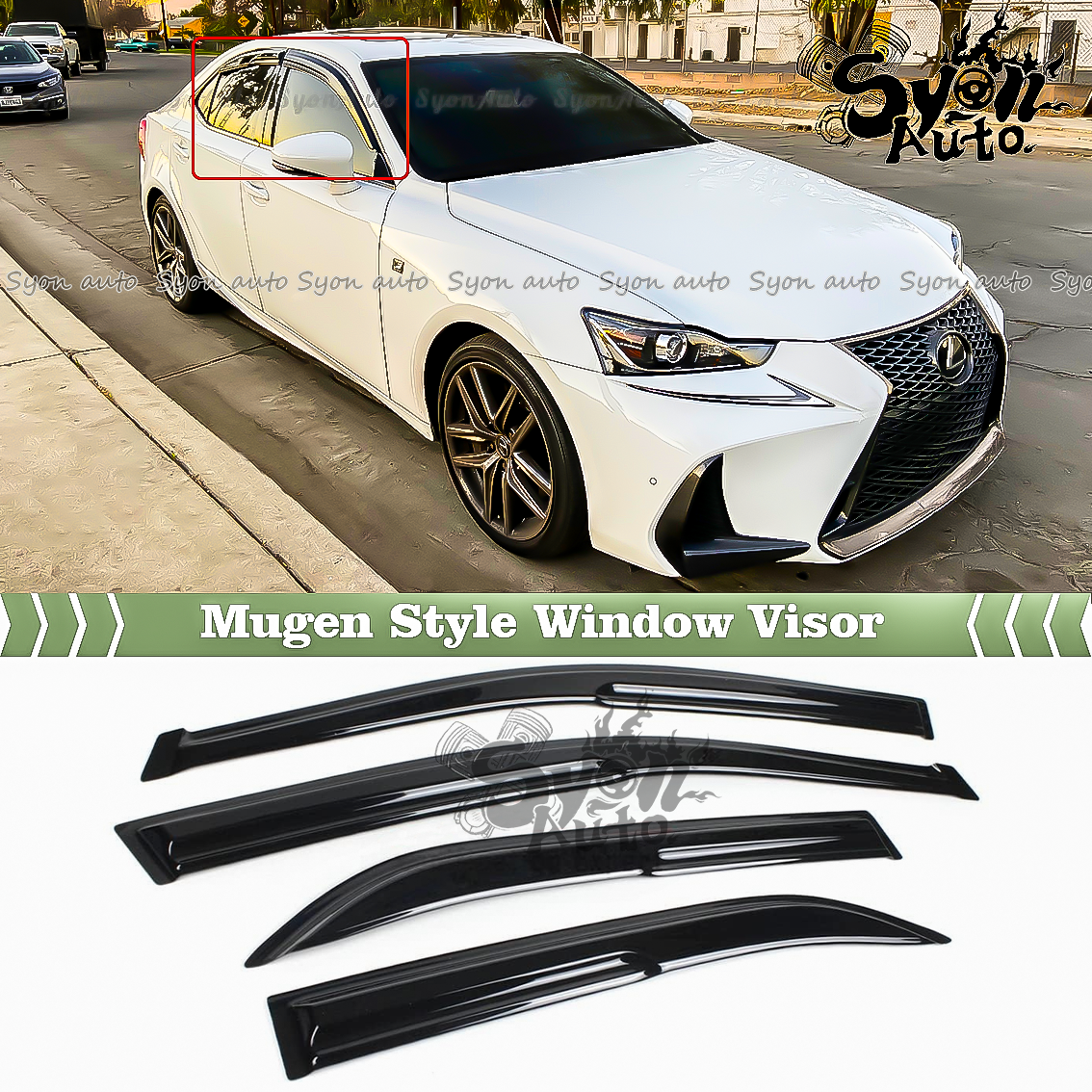 FITS 14-2020 LEXUS IS 200t 300 JDM MUGEN STYLE WINDOW VISOR RAIN GUARD DEFLECTOR