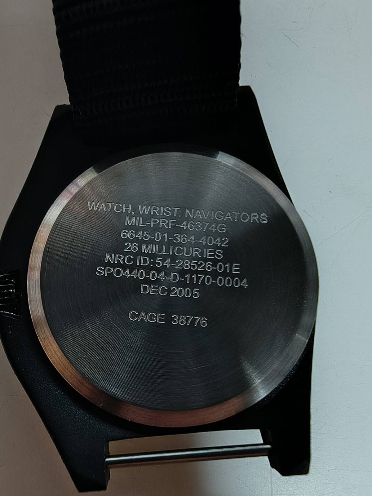 U.S.G.I. Pilot/Navigator Watch, Black, MIL-PRF-46374G, New Old Stock.