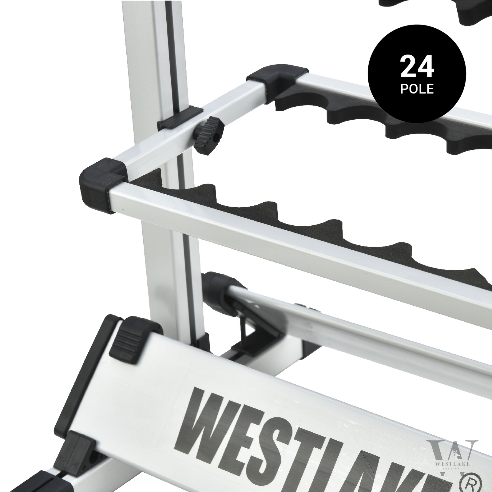 24 Rod Fishing Pole Holder Aluminum Alloy Stand Rack Storage Portable Tool US