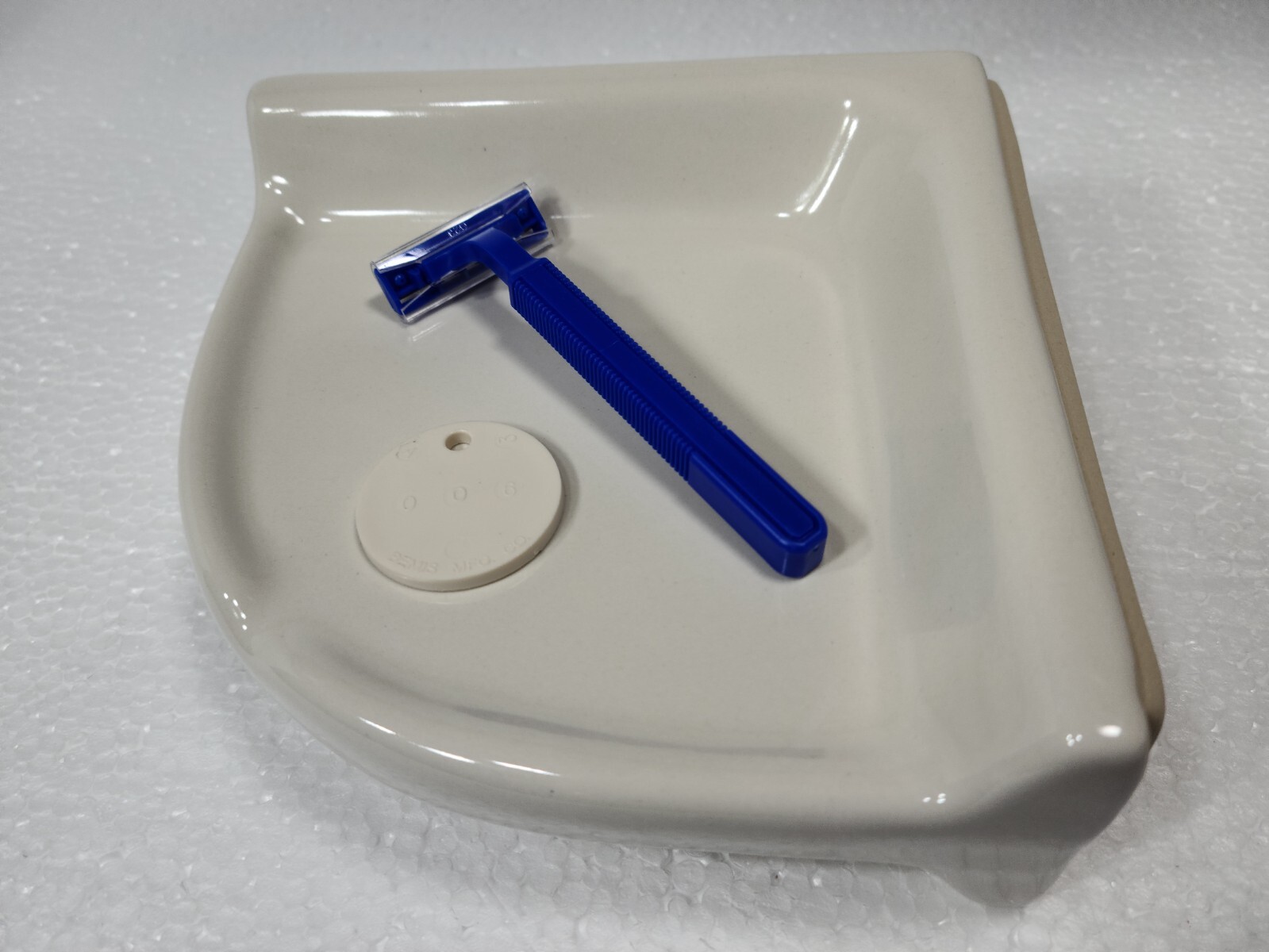 Beige Almond Bone Ceramic Shower Corner Tray Soap Dish Shampoo Holder Color 0135