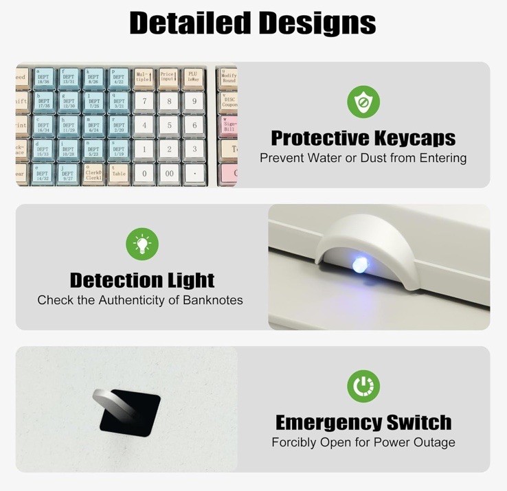 NEW Electronic Cash Register 48 Keys Cash Management System with Thermal Printer