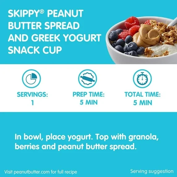 (4 pack) SKIPPY Peanut Butter Creamy Roasted Honey Nut Spread,16.3oz Plastic Jar