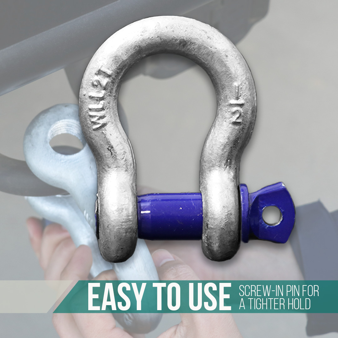 1/2" 2 Pack Shackle Screw Pin Clevis Rigging Forged - 2 Ton