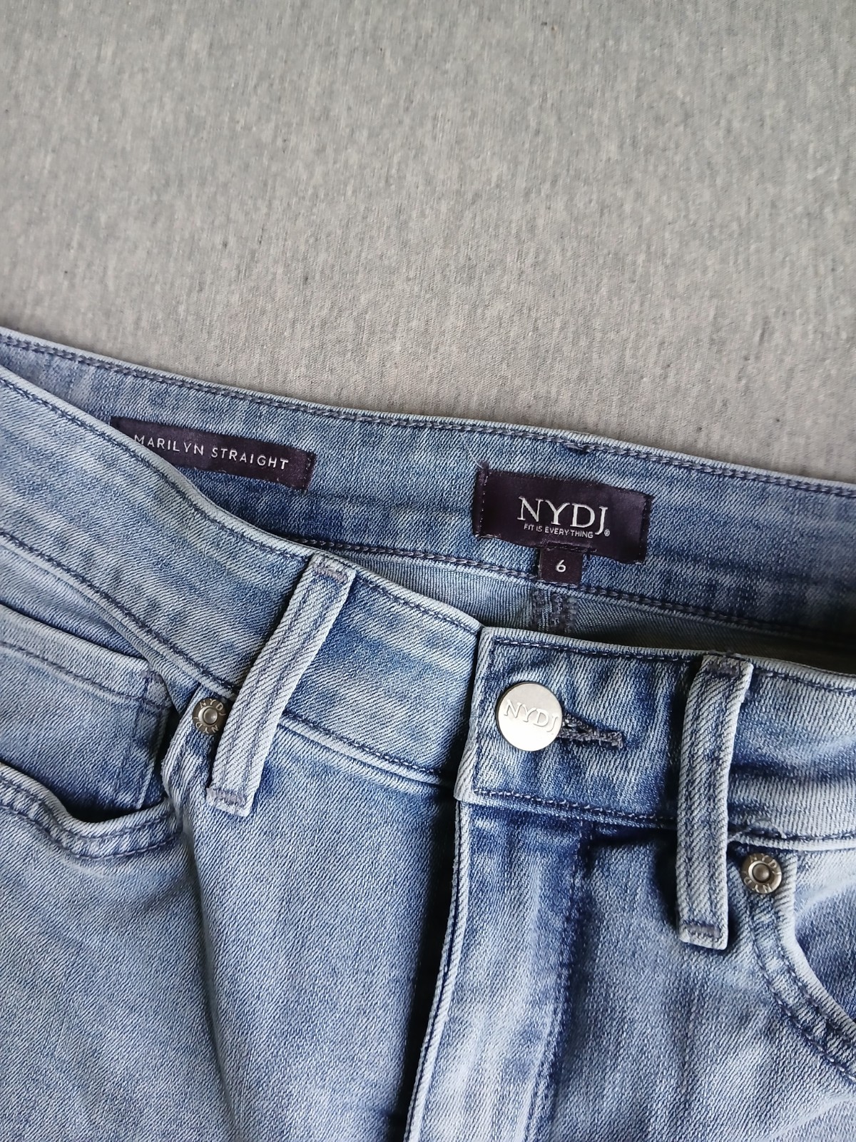 NYDJ Jeans 6 Marilyn Straight Lift Tuck High Rise Straight Stretch Slit Boho