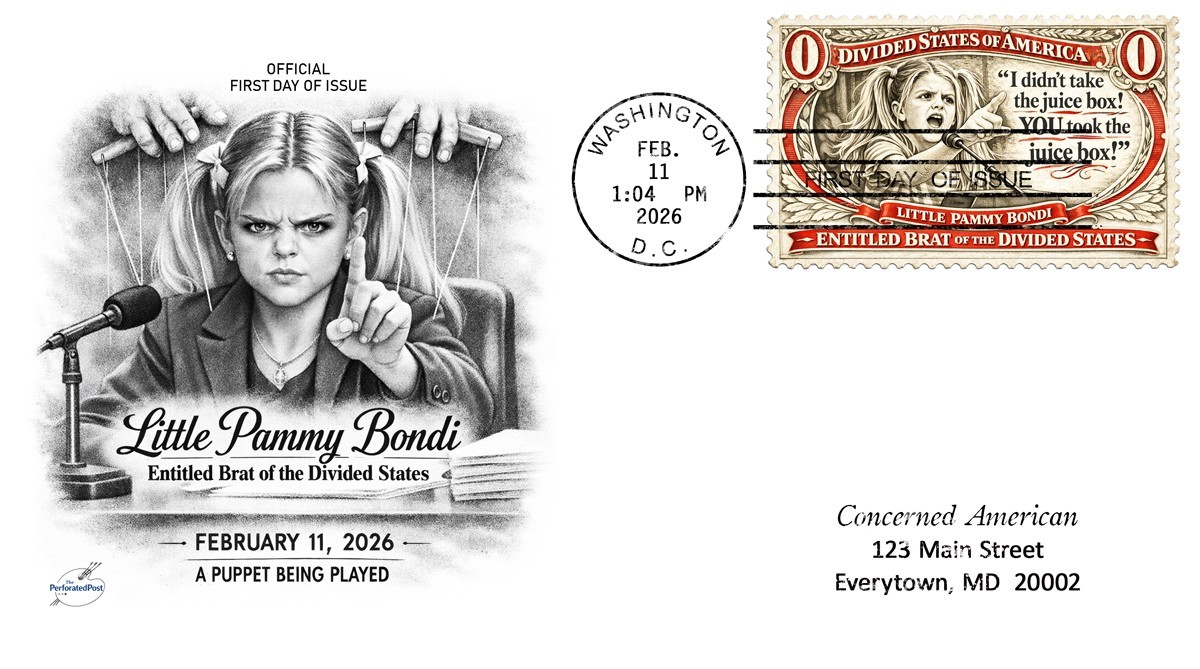 Little Brat Pammy Bondi - Faux FDC (Artistamp, Faux Postage, Cinderella)
