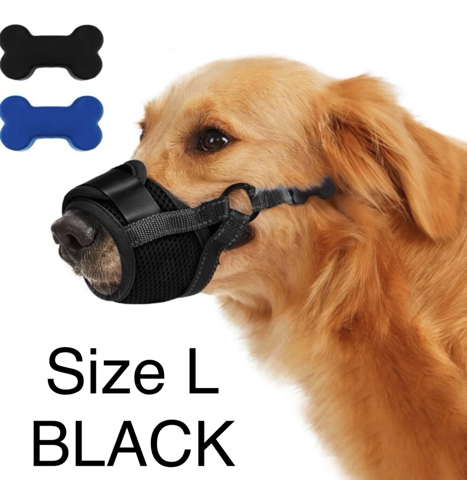 PawWares Dog Muzzle Soft Nylon Adjustable-Breathable-Drinkable | BLACK LARGE