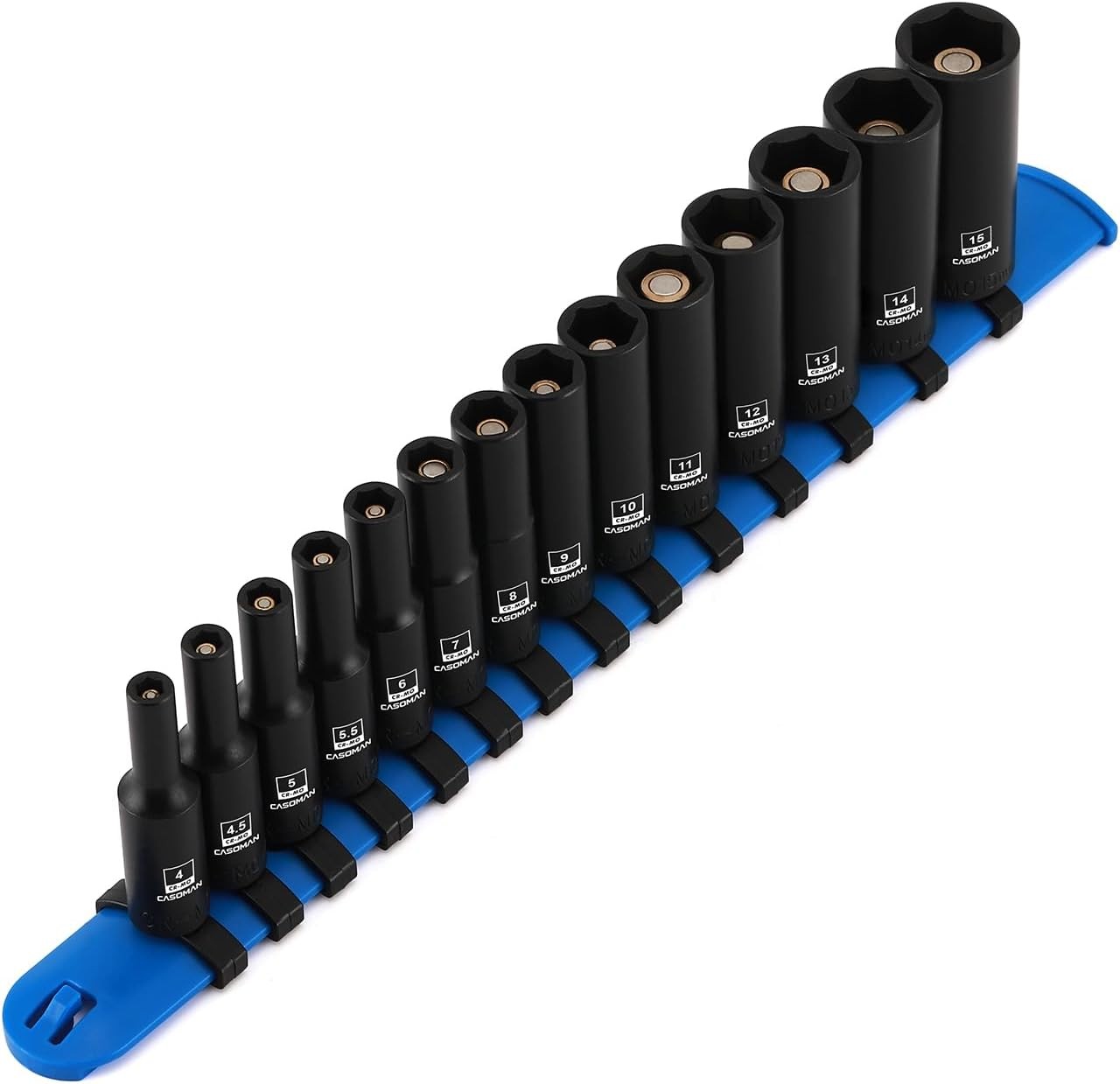 14PCS 1/4"Drive Magnetic Impact Socket Set, Deep, 6-Point, Metric