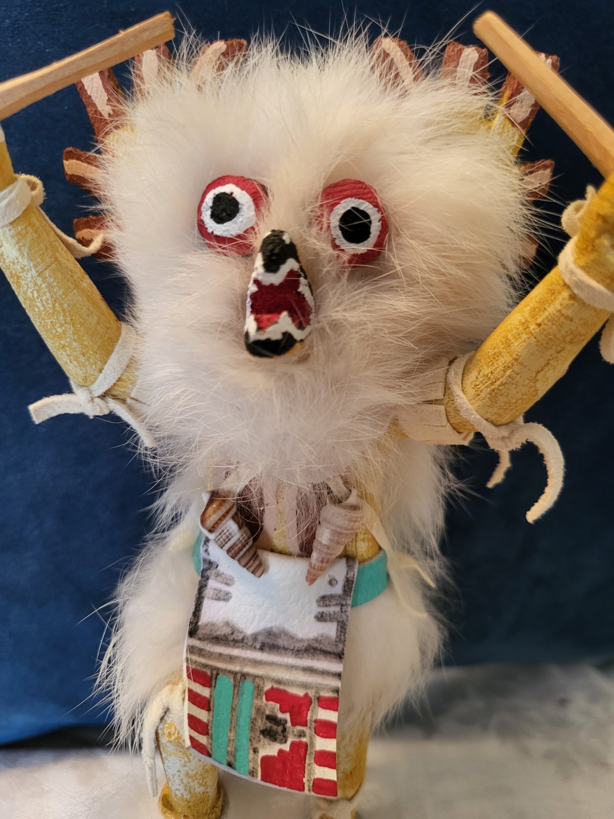 Native American White Owl Kachina Katsina doll figure signed Largo