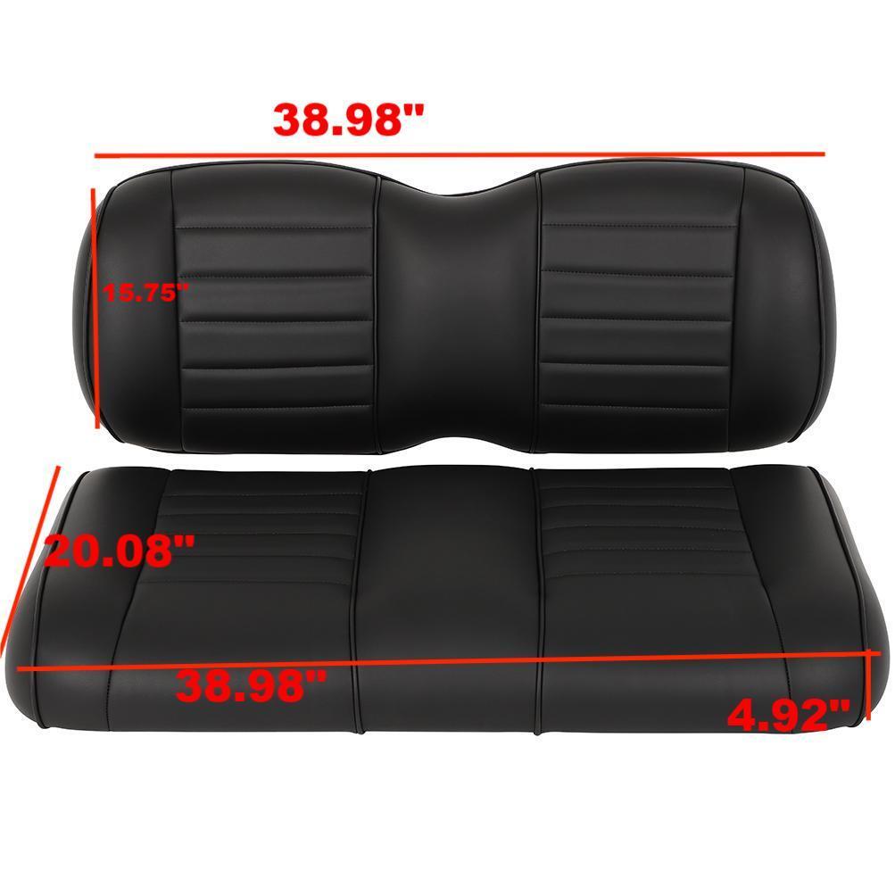 Fits E-Z-GO TXT LUXURIOUS Black Golf Cart Front Cushion Set