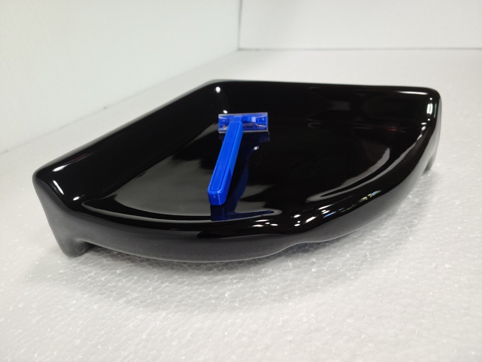 Vintage Black Ceramic Shower Tile Corner Tray Soap Dish Shampoo Holder Caddy