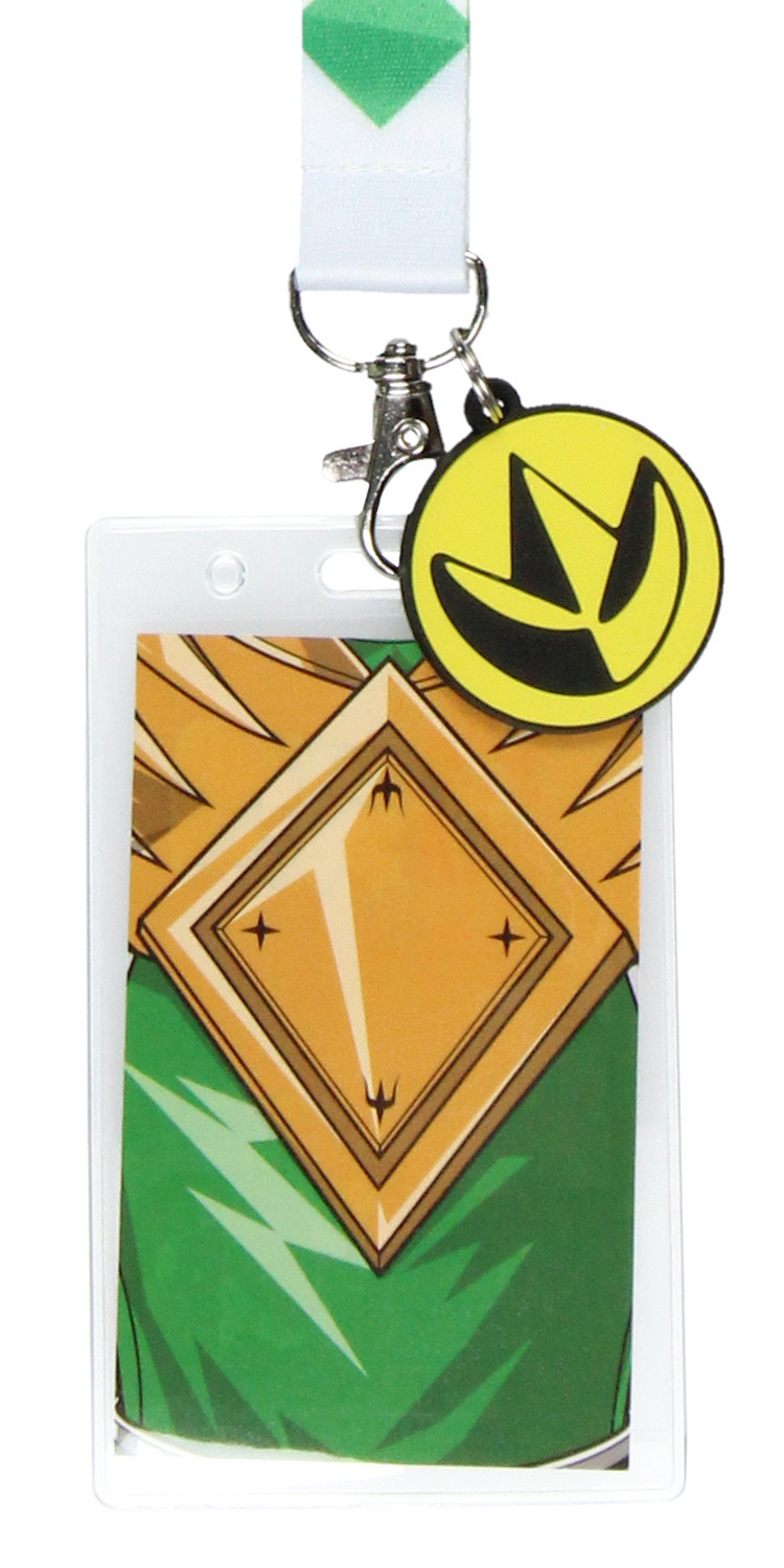 Power Rangers Green Ranger ID Lanyard Badge Holder w Dragonzord Rubber Pendant