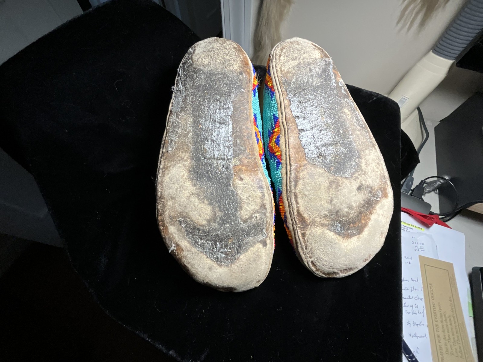 Sioux ? Fully Beaded Eagle Moccasins 10 inches.