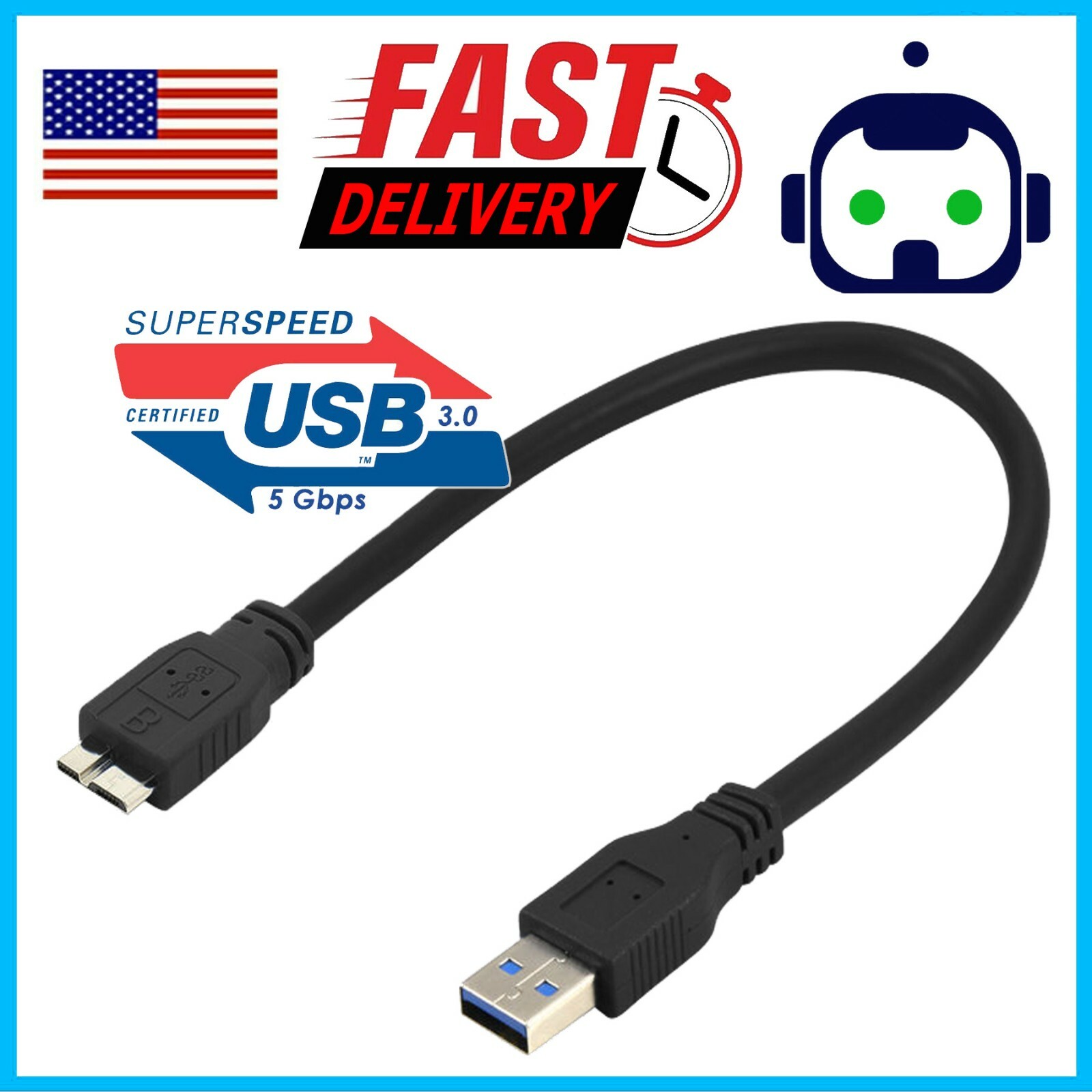 USB 3.0 Cable Cord For Seagate Backup Plus Slim Portable External Hard Drive HDD