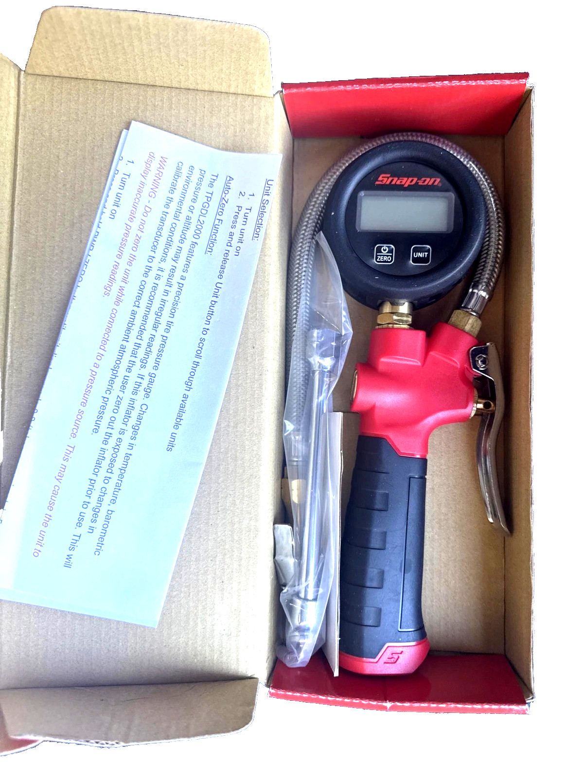 SNAP ON TPGDL2000 R HEAVY DUTY DIGITAL TIRE INFLATOR RED NEW FREE SHIPPING!!
