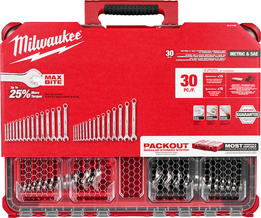 Milwaukee 30pc Metric & SAE Wrench Set with PACKOUT Organizer | Model 48-22-9485