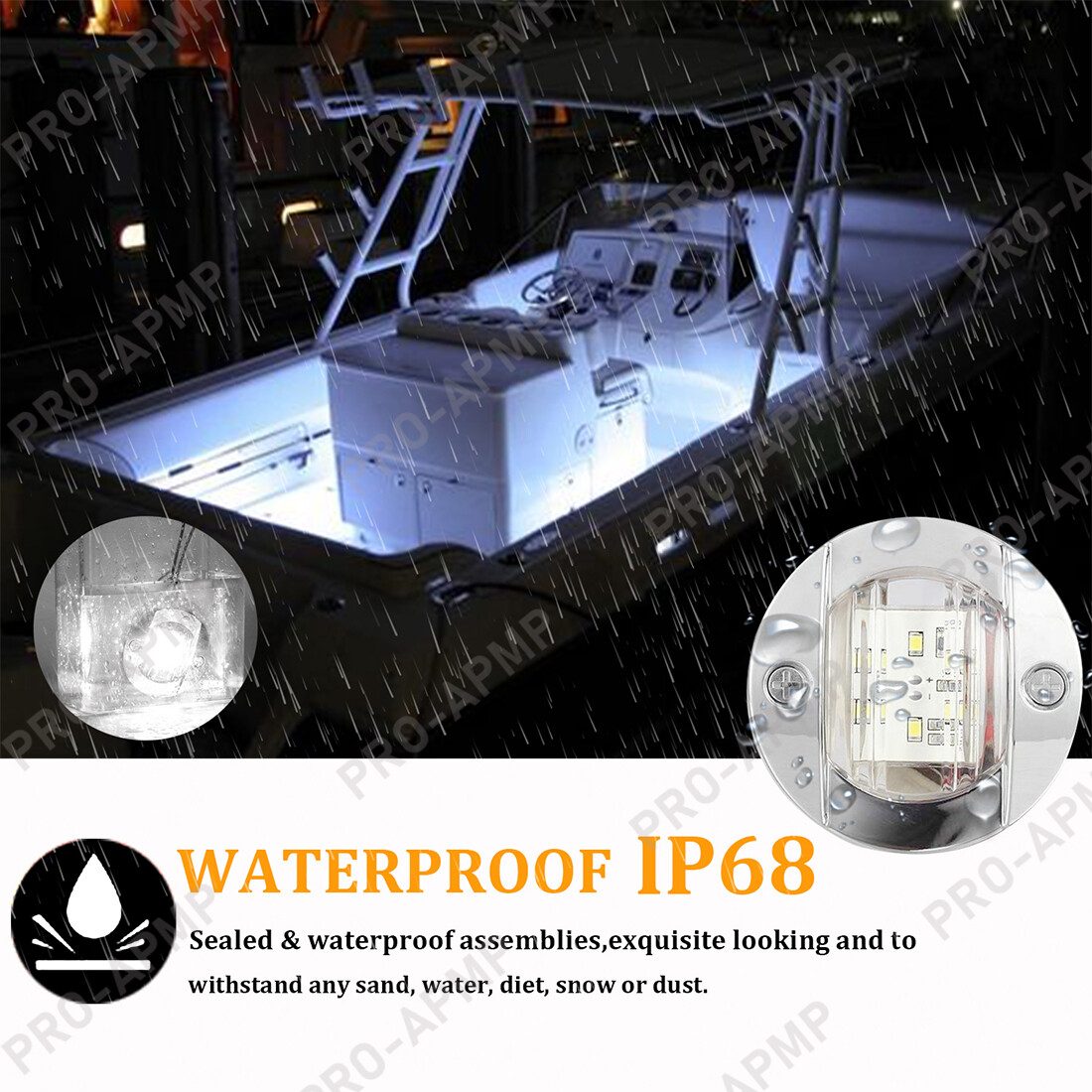 2X White LED Marine Boat Deck Courtesy Lights 12V Utility Stern Transom Light