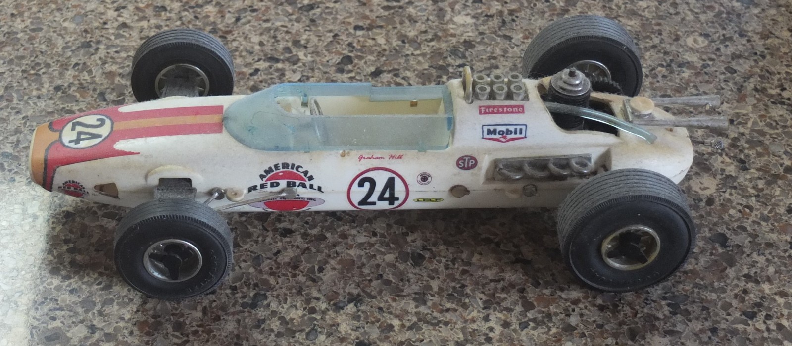 Decal sheet for Testors gas powered car----#24 Graham HILL America Red Ball INDY