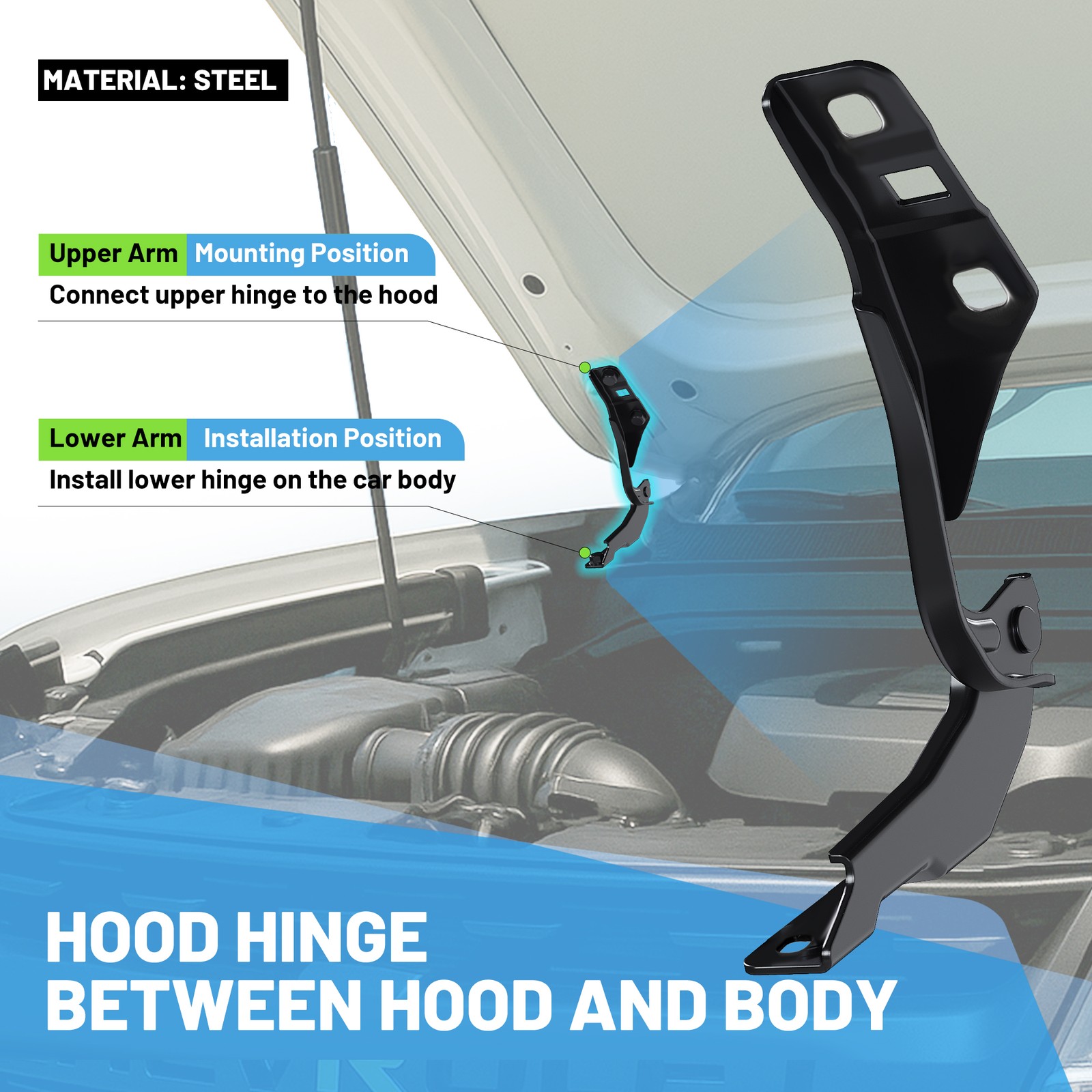 Hood Hinges Pair Driver & Passenger Side For 2015-2022 Chevy Colorado GMC Canyon