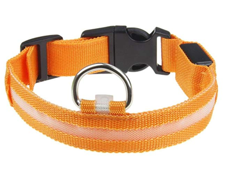 Adjustable LED Pet Dog Waterproof Nylon Collars Night Safety Light Up Outdoor