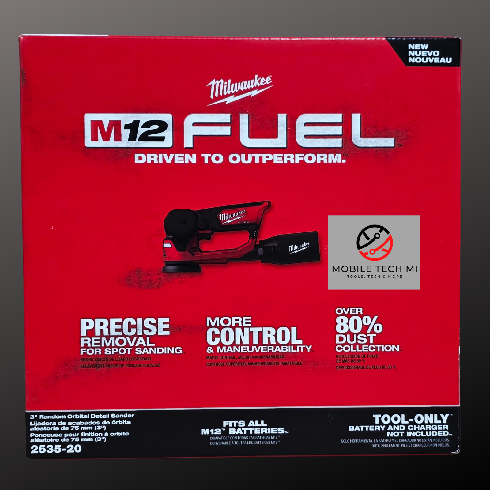 Milwaukee 2535-20 M12 FUEL 3" Random Orbital Detail Sander Brushless New in Box