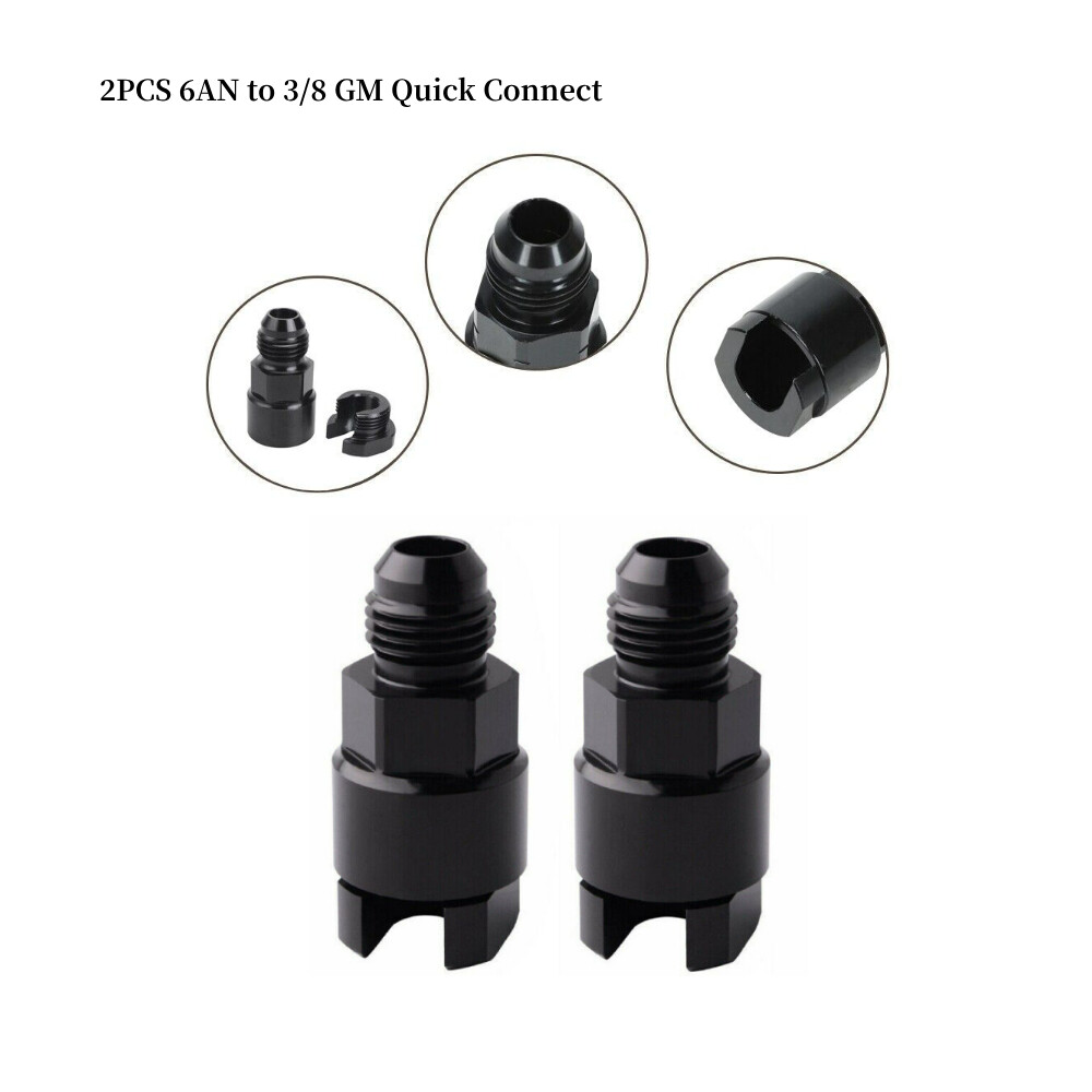 2PC 6AN AN6 Fuel Adapter Fitting to 3/8 GM Quick Connect w/ Thread EFI Female LS