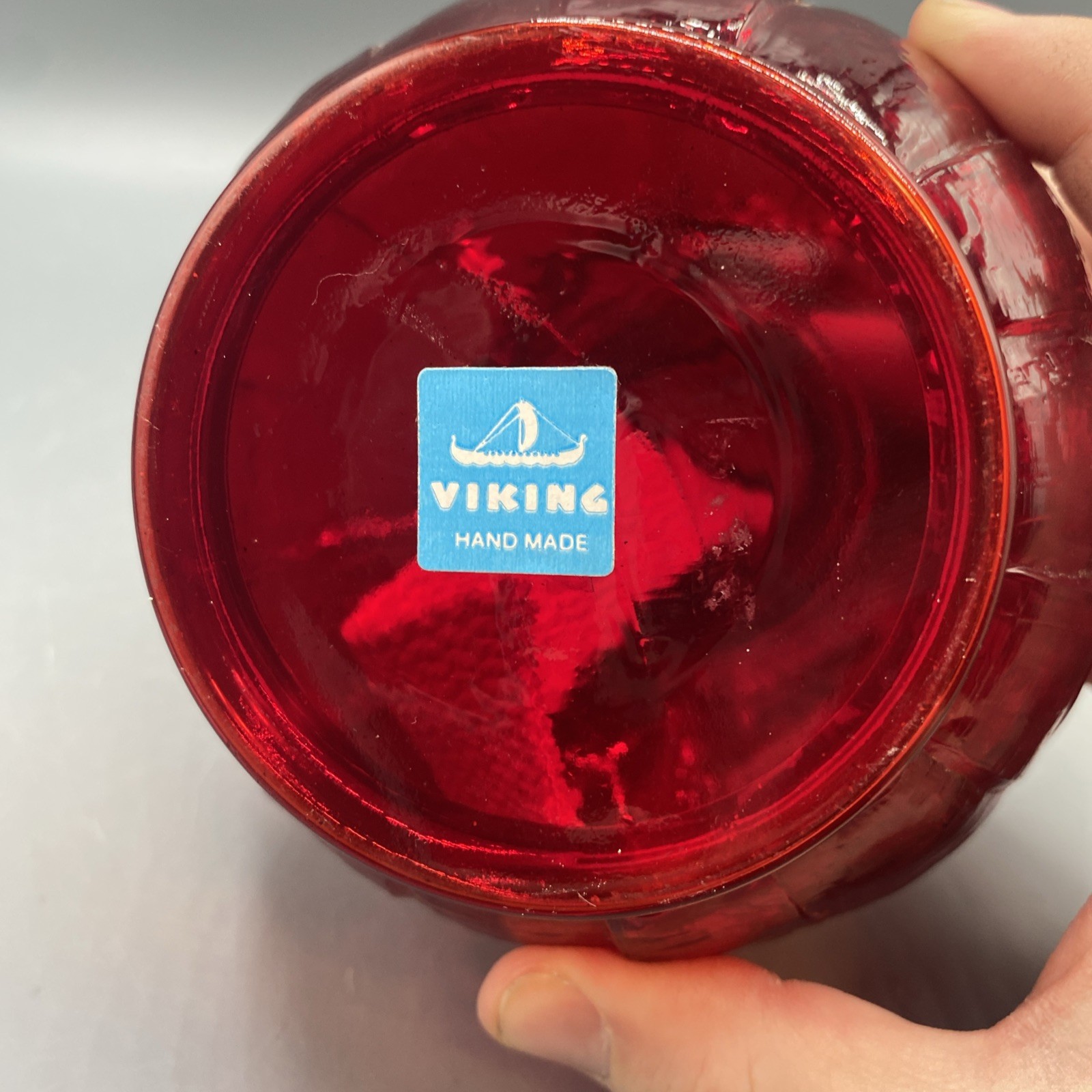 New Vintage Viking Glass Ruby (Red) Paneled Kerosene Lamp Eagle Burner BASE ONLY