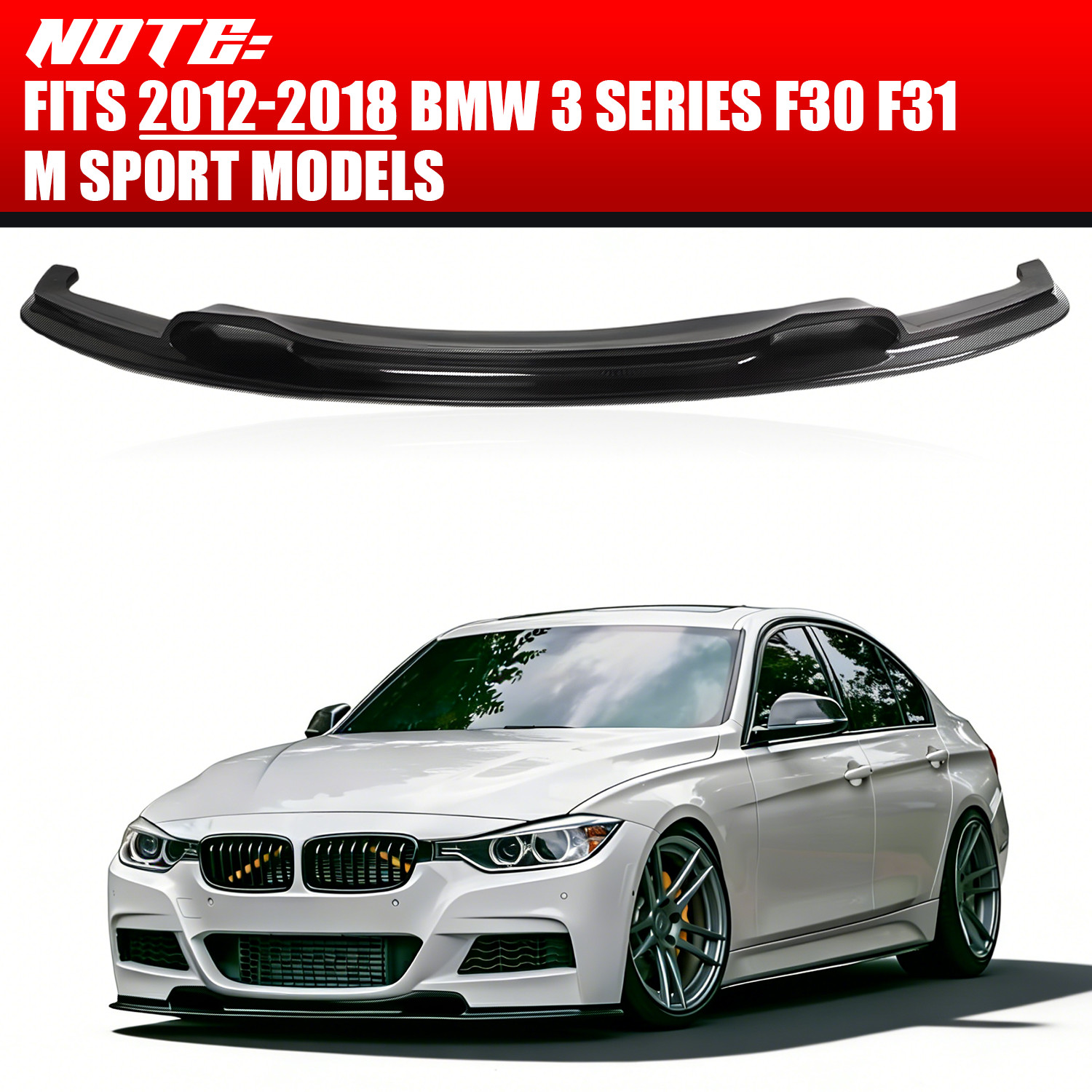 For BMW F30 3 Series M Sport 2012-2018 V2 Carbon Fiber Front Bumper Lip Splitter