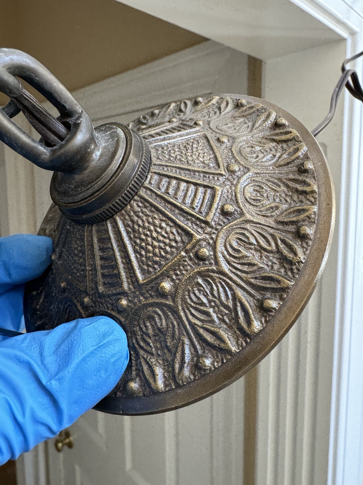 Vintage Bell Jar Lantern Etched Stars 3 Light Chandelier Ceiling Light