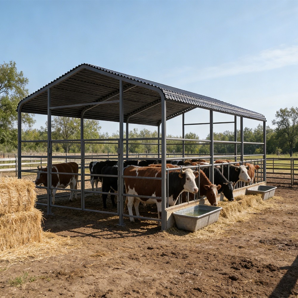 Free Shipping 13×13FT Metal Livestock Shed Farm Animal Shelter Cowshed NEW