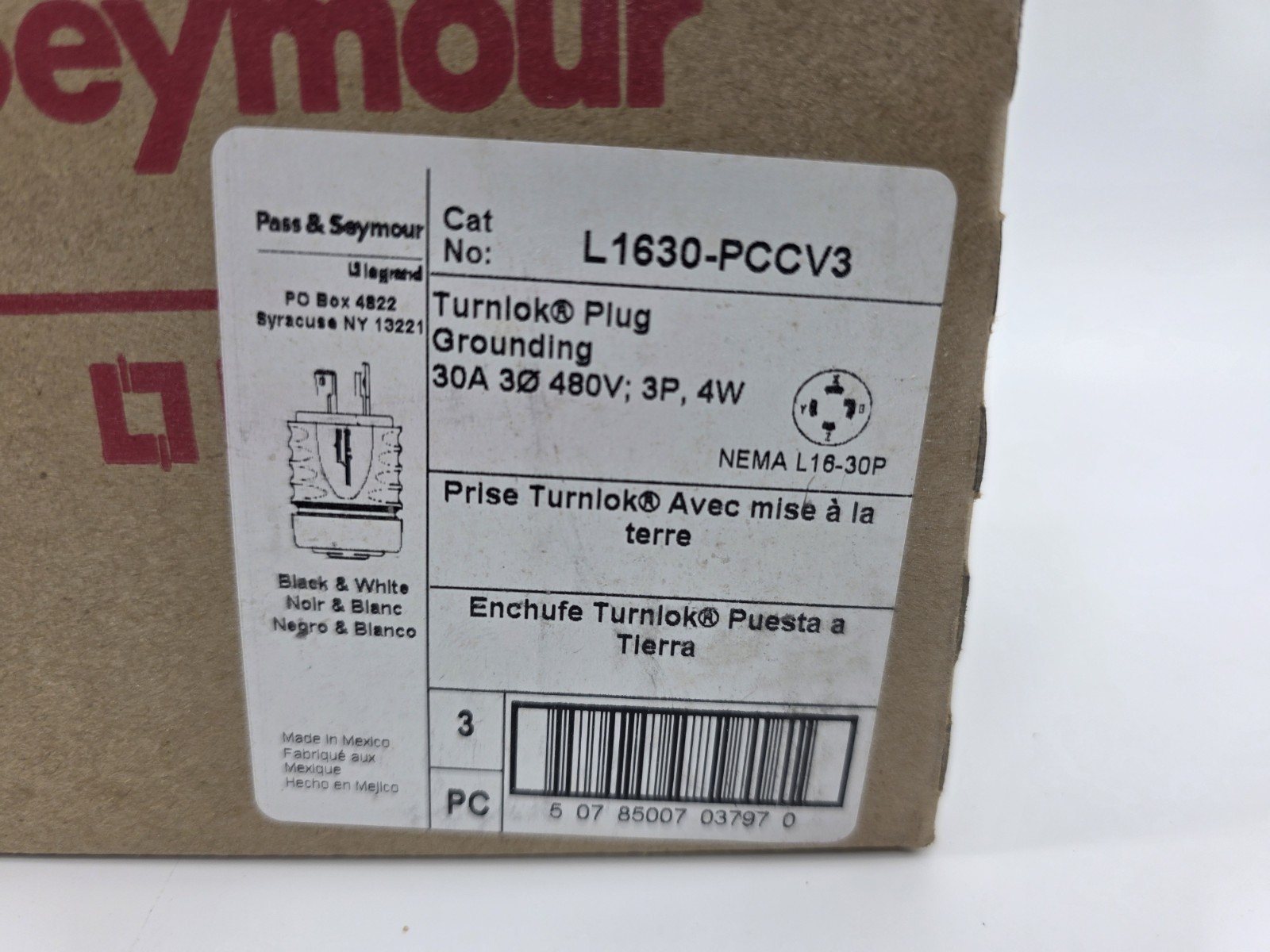 3 Pack LEGRAND NEMA L16-30P/ L1630-PCCV3 TURNLOK PLUGS 30A 3PH 480V 3P 4-WIRE