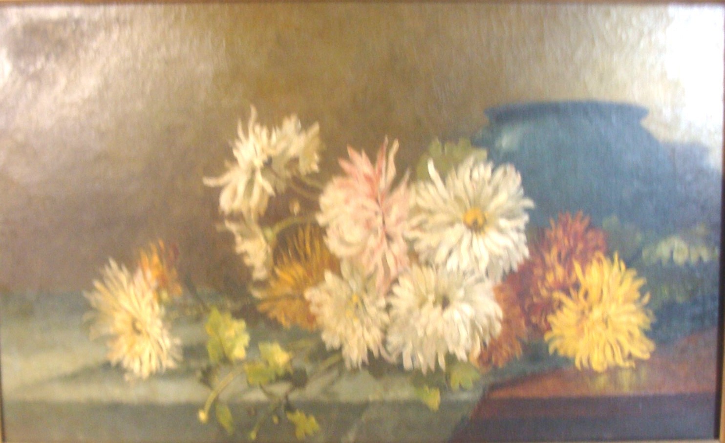 Antique 1890 Fall River School Still Life Peonies O/C Painting