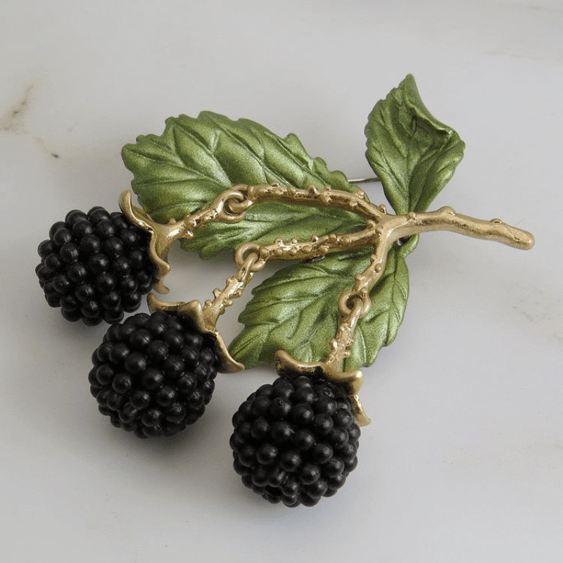 Women Men Elegant Vintage-Inspired Rhinestone Blackberry Brooch Pin