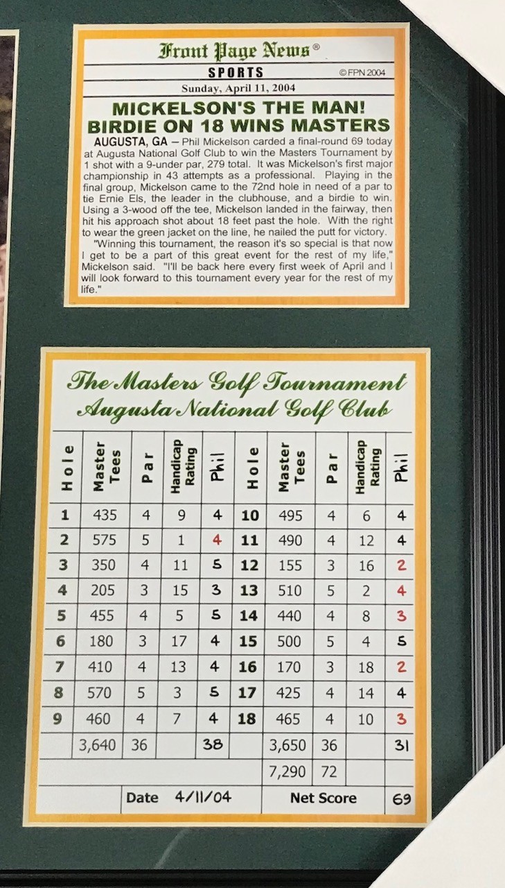 11X14 FRAMED PHIL MICKELSON WINS 2004 MASTERS CHAMPION 8X10 PHOTO AUGUSTA