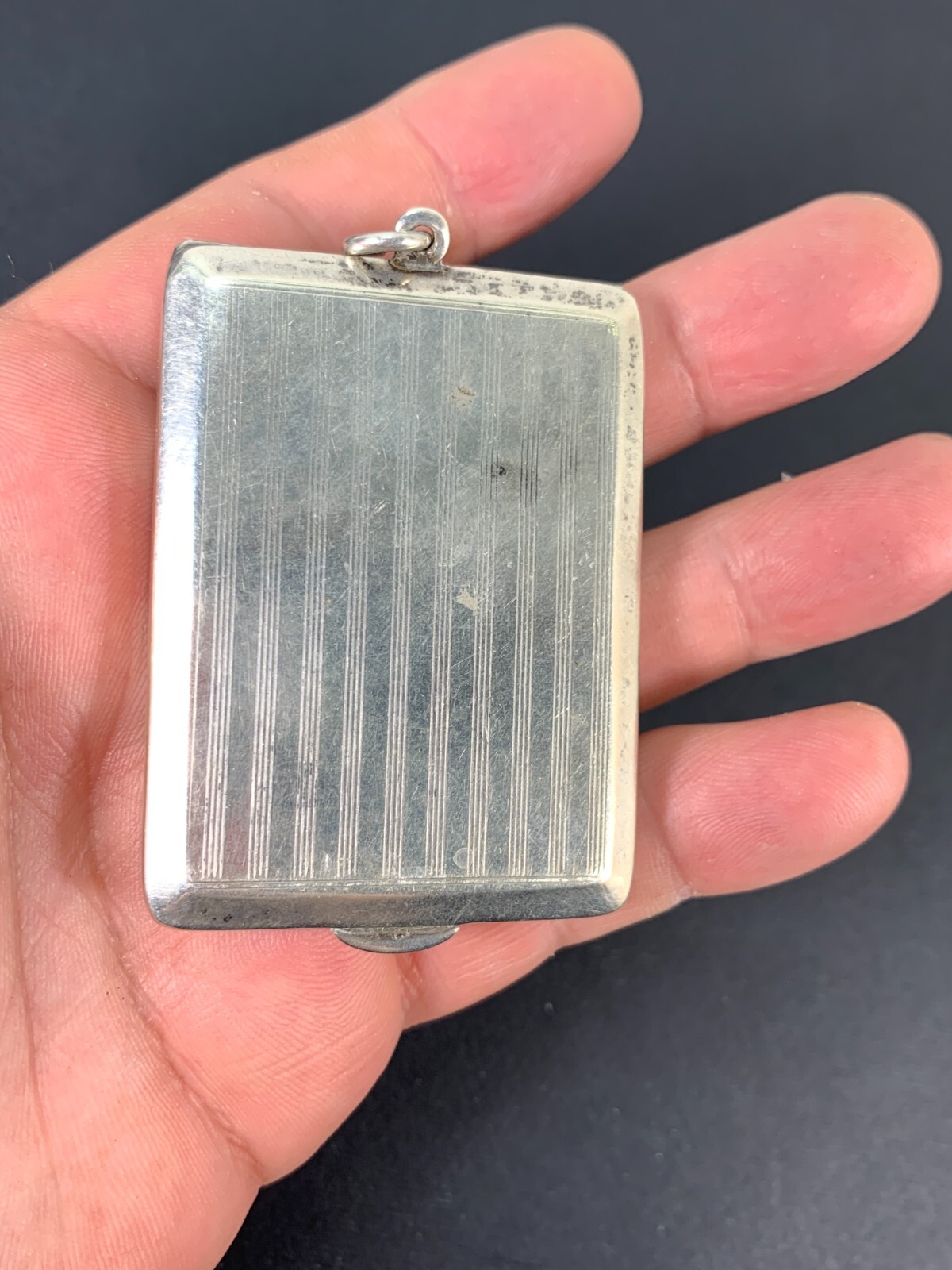 silver engine turned rectangular note/cigarette case, Birmingham 1925