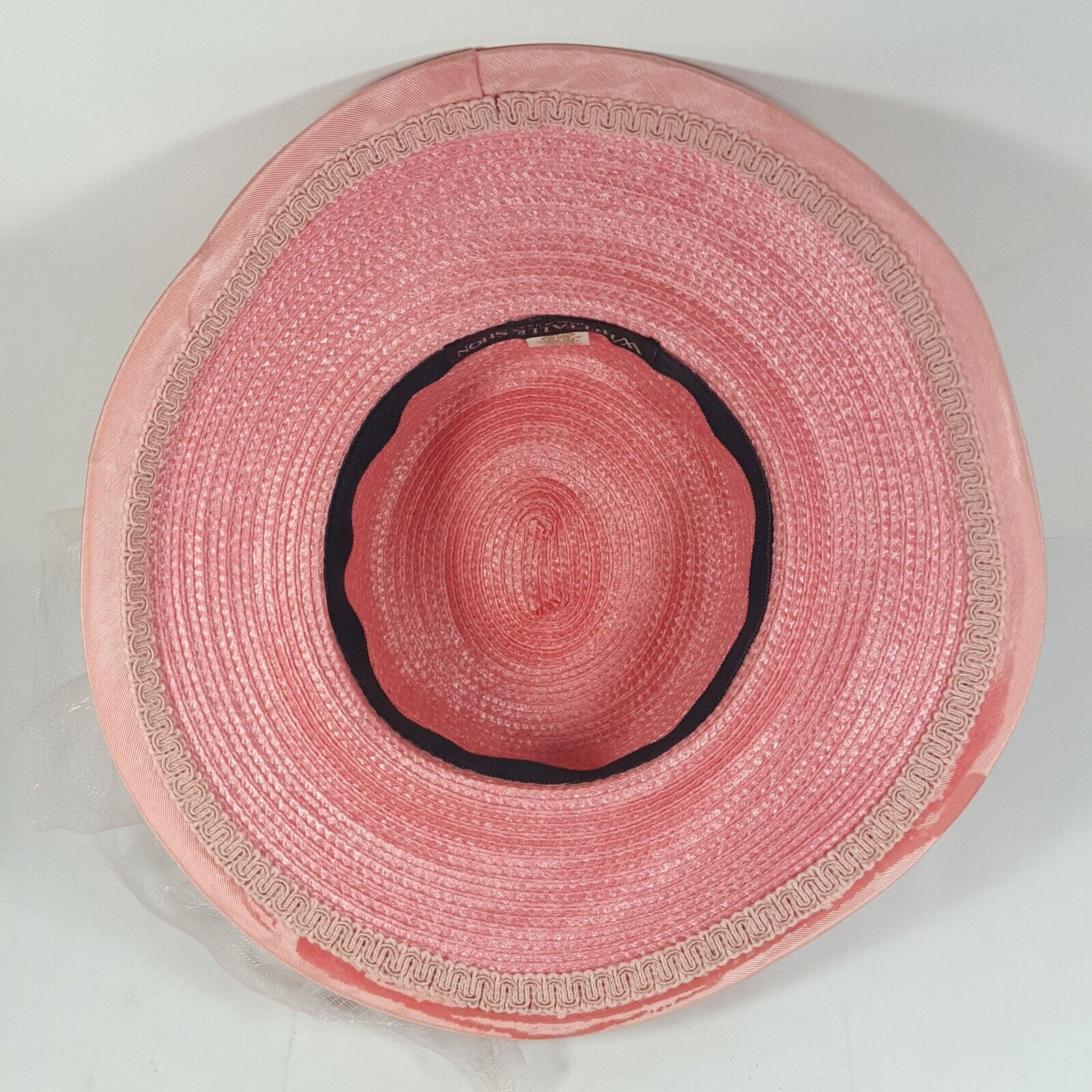 Vintage Whittall Shon Womens Cartwheel Sun Hat Pink Gold Floral Flower Sequin