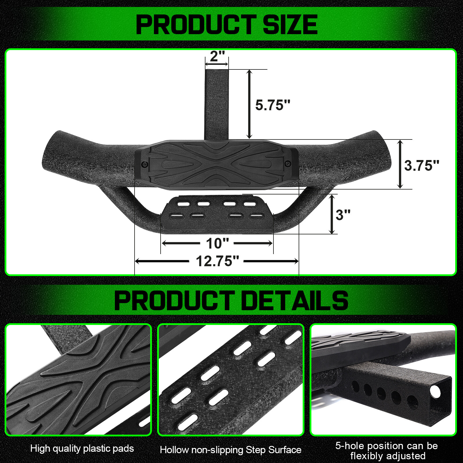 Universal Bumper Tow Hitch Step Trailer for SUV Trucks Pickups with 2" Receiver