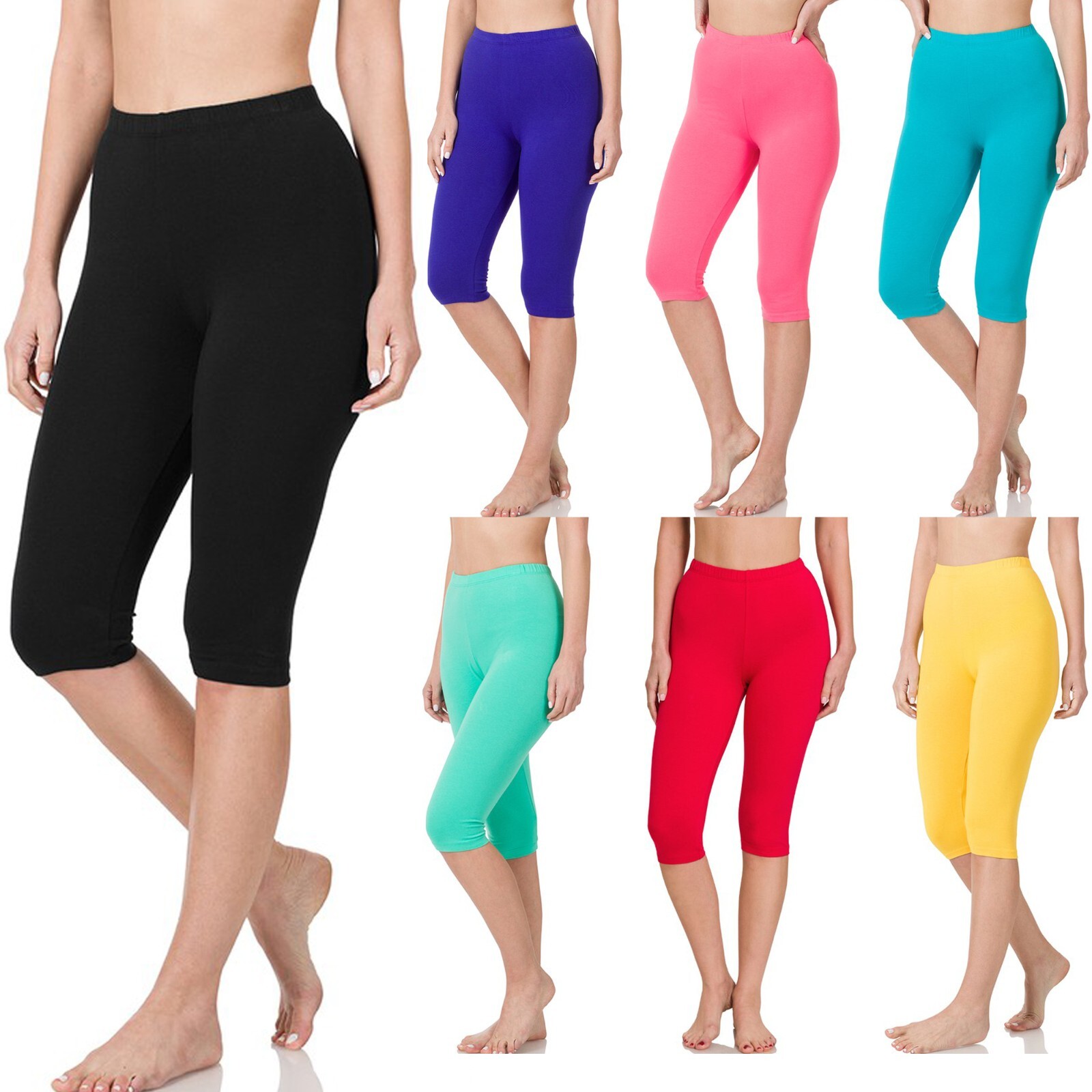 Womens Capri Leggings Soft Stretch Workout Fitness Crop High Waisted Yoga Pants