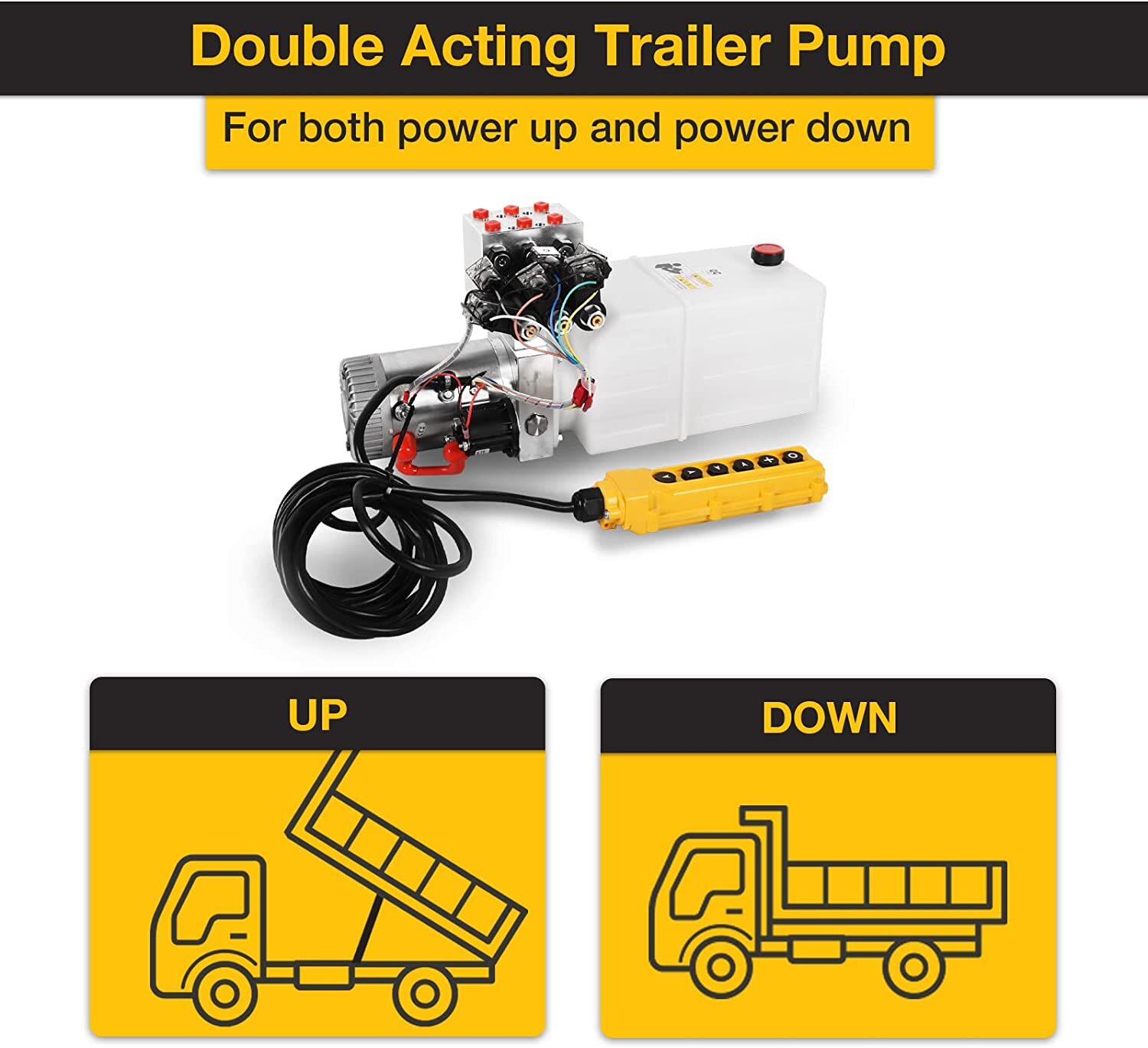 Hydraulic Power Unit Pump 6 Way 6 Quart Double Acting Dump Trailer Car Lifting
