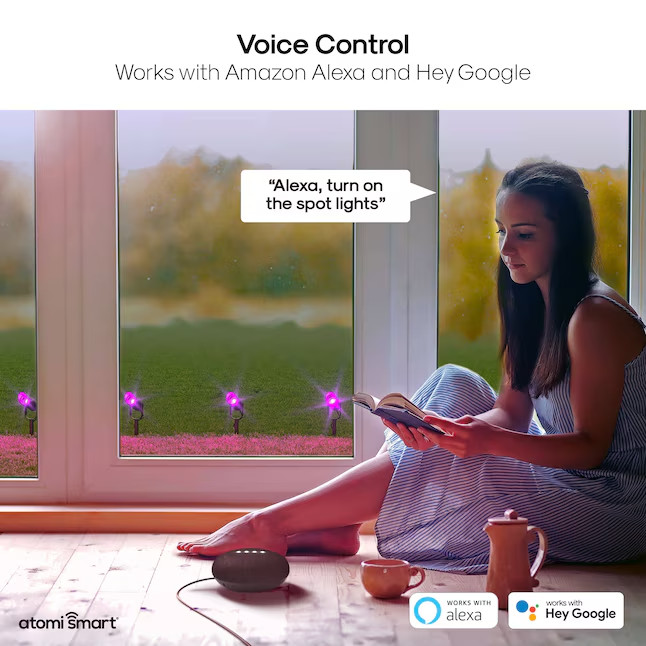 atomi Smart Spot Lights 400 -Lumens 10 -Watt Black Color Changing LED 4 pack new