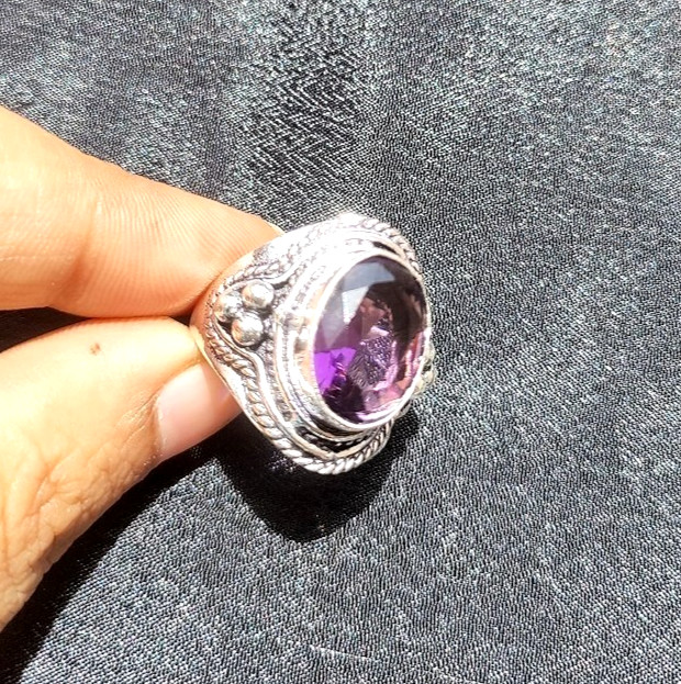African Amethyst Gemstone 925 Sterling Silver Ethnic Handmade Jewelry Ring Size