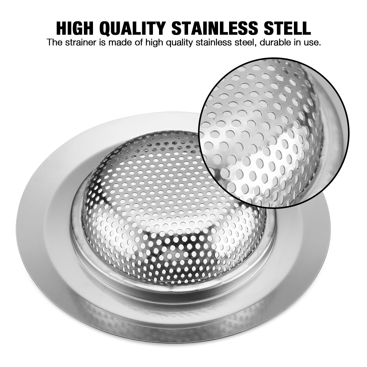 2PCS 4.5" Kitchen Bathroom Sink Strainer Stainless Steel Filter Drain Strainer