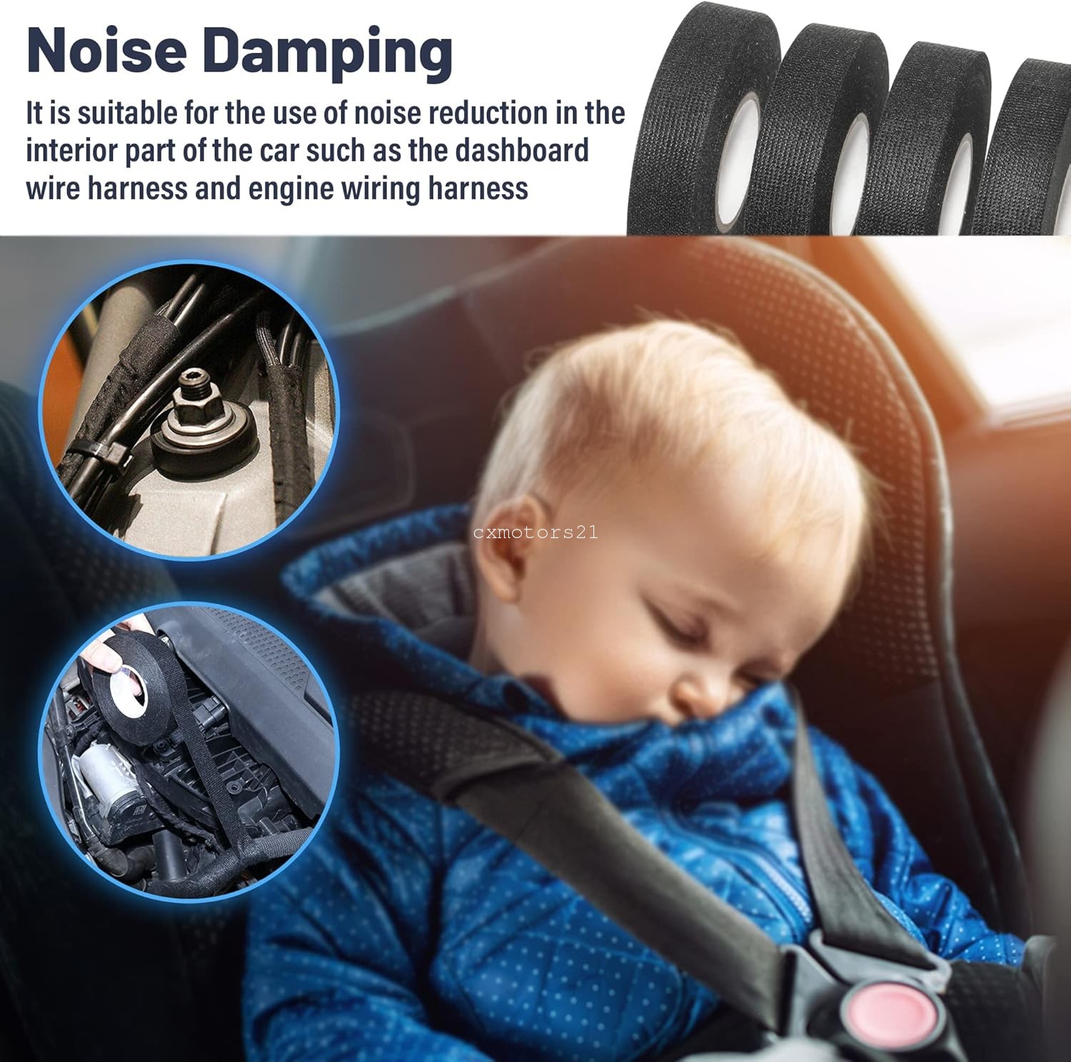 5x High Temp Cloth Tape 3/4'' 50FT for Automotive Wire Loom Harness Protection