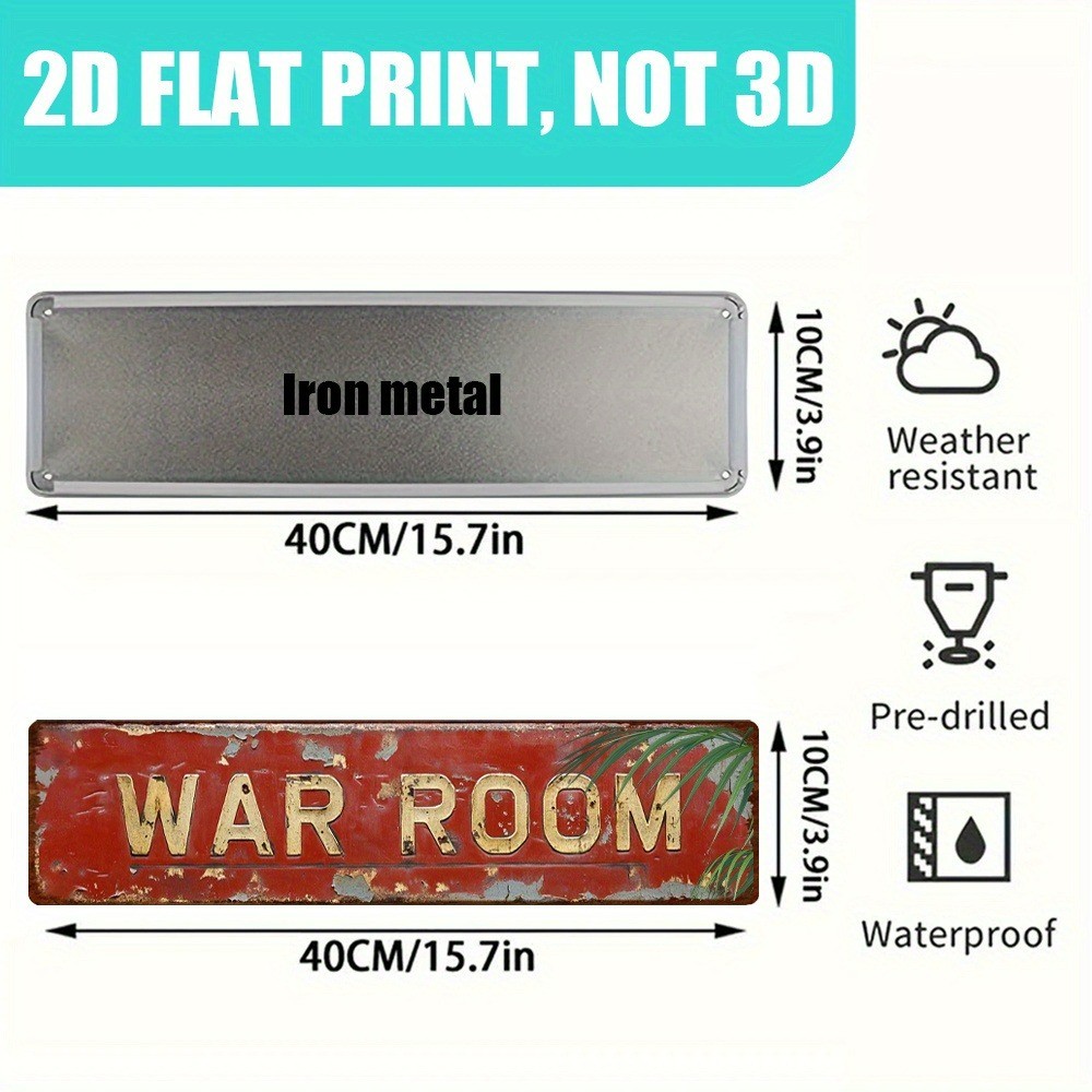 Vintage War Room Metal Signs Retro Military Decor Home Office Game Room Bar 4×16