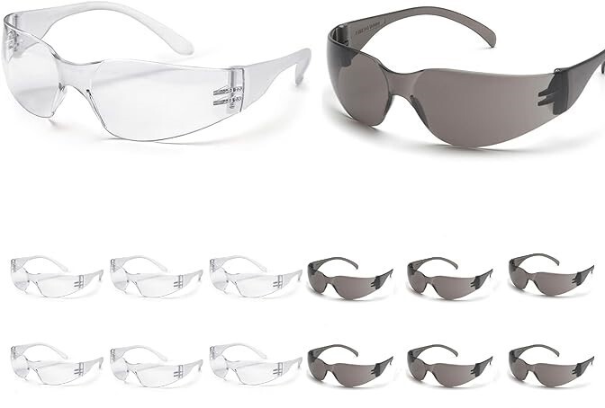 12 Pack ATERET Safety Glasses Combo Scratch Resistant Polycarbonate ANSI Z87.1