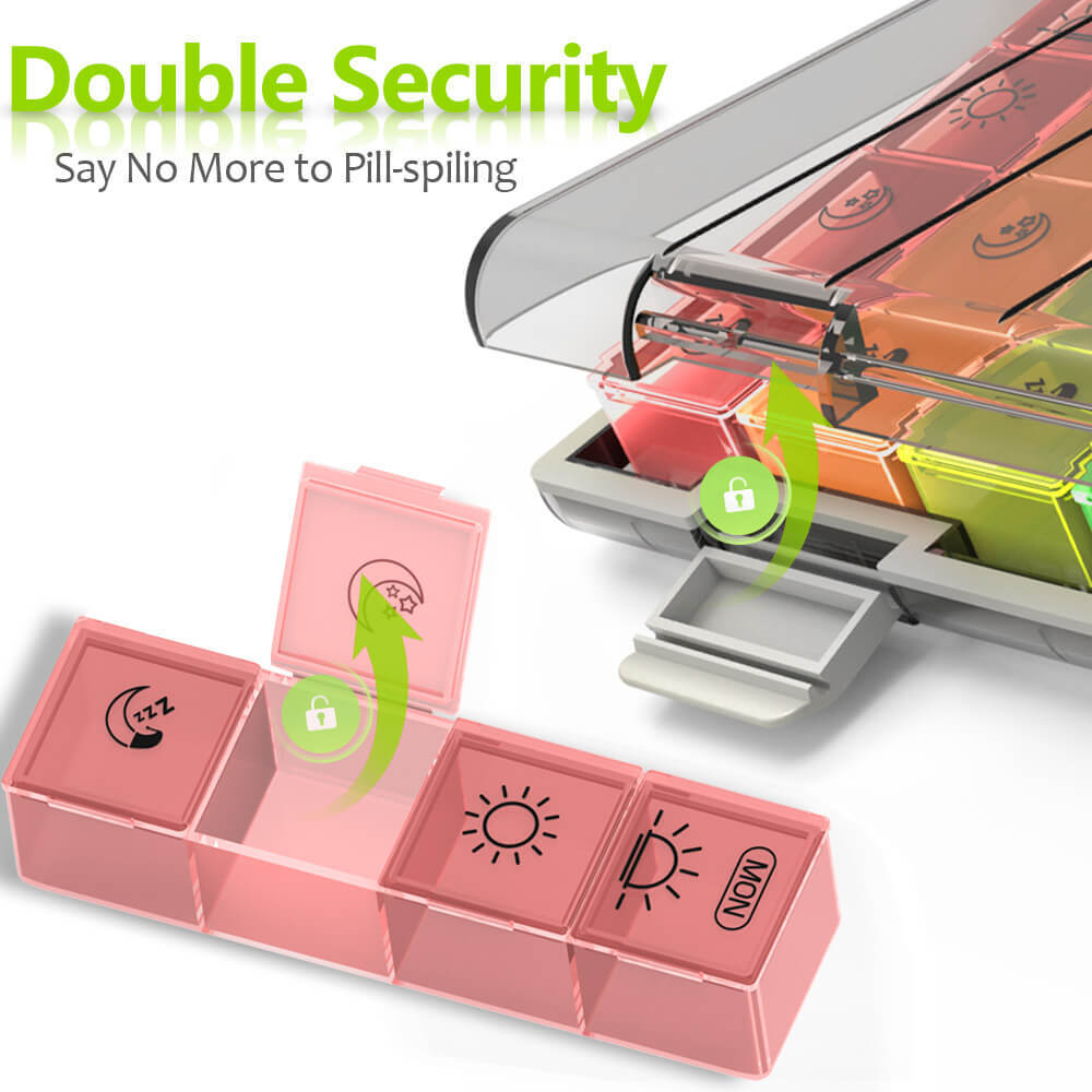 Large Weekly Pill Organizer Moisture-Proof 4 Times a Day 7 day Medicine Storage