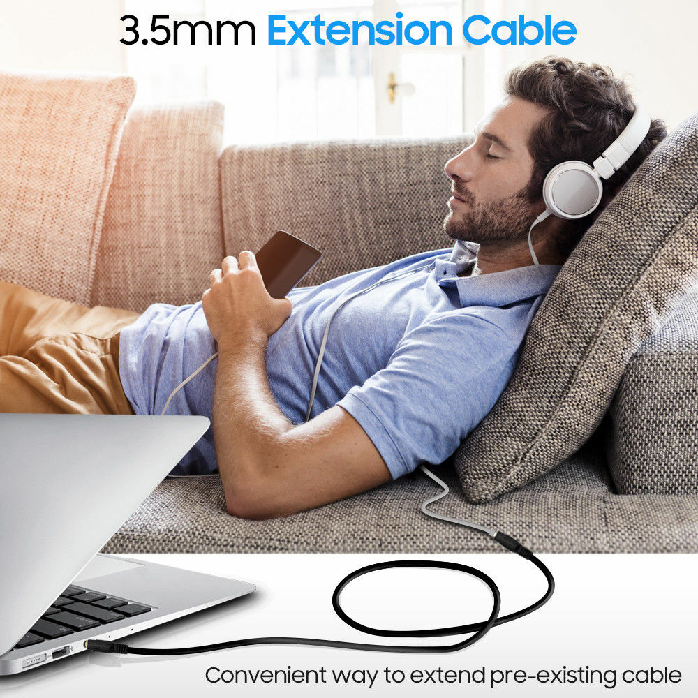 Headphone Extension Cable 3.5mm Jack Male to Female Audio Extender Cord Lot US